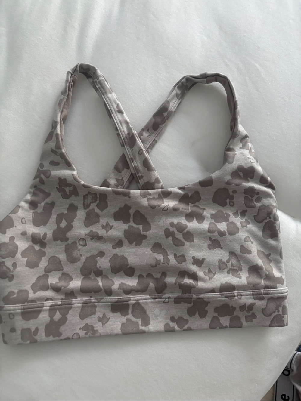 GAP Taupe & Light Gray Leopard-Print Crossback Bralette